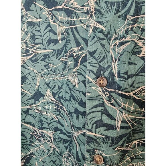 Eddie Bauer Shirt Mens XLT Marlin Swordfish Fishing Outdoor Button Linen Blend - Picture 5 of 6